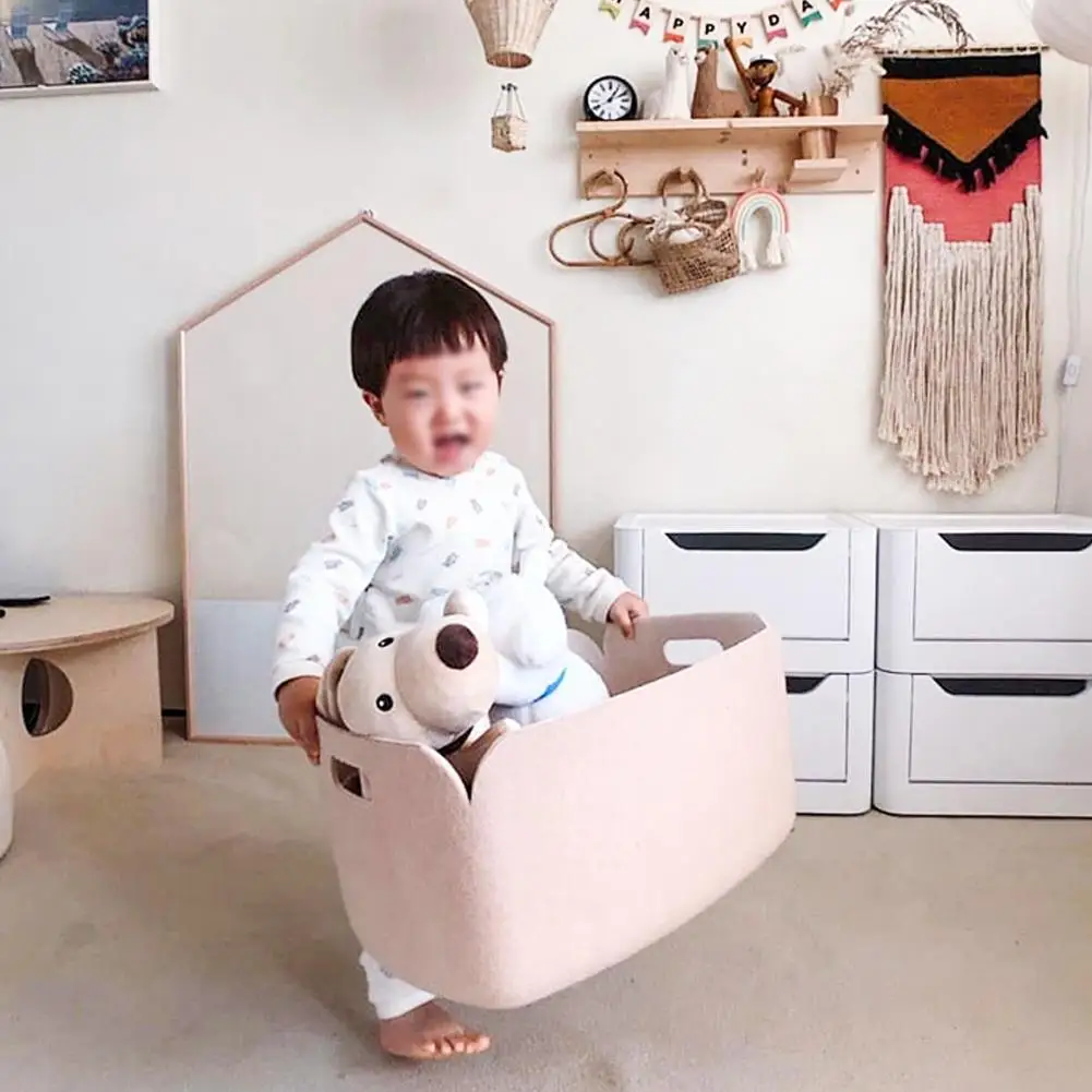 Felt storage bag foldable basket Easy to use and store Child safety environmental protection recyclable material |