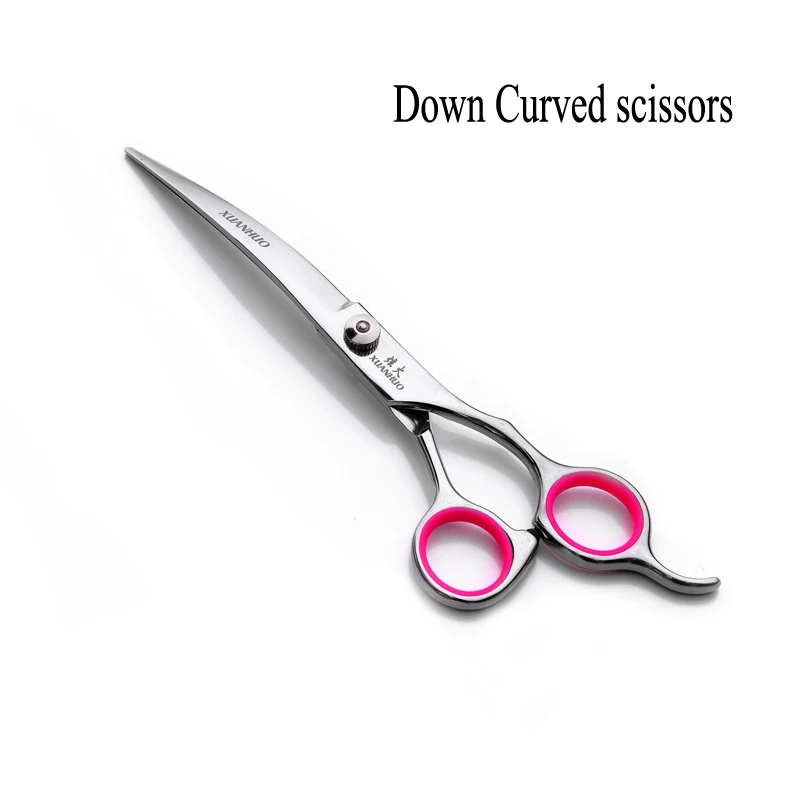 Down Curved scissors Ножницы из нержавеющей стали для домашних животных и собак, изогнутые ножницы с острым краем, ножницы для стрижки кошек, парикмахерские режущие инструменты, набор - Цвет: Down Curved scissors