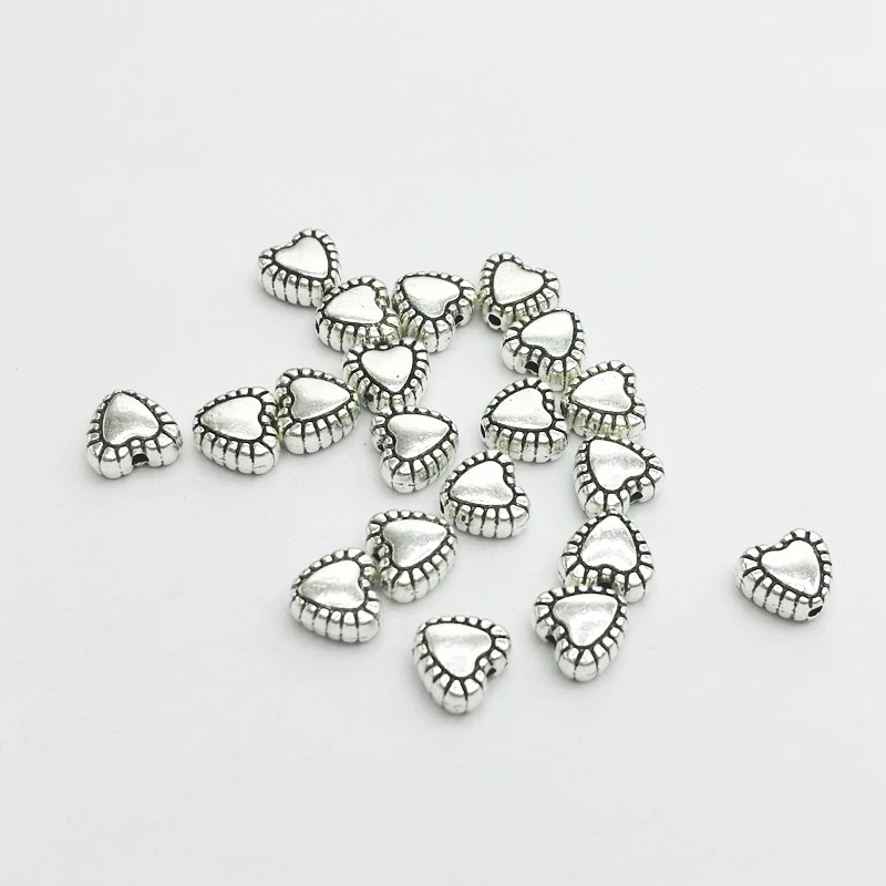 50pcs Antique Silver Plated Heart Spacer Beads 7x7.5mm for Jewelry DIY Making image 4