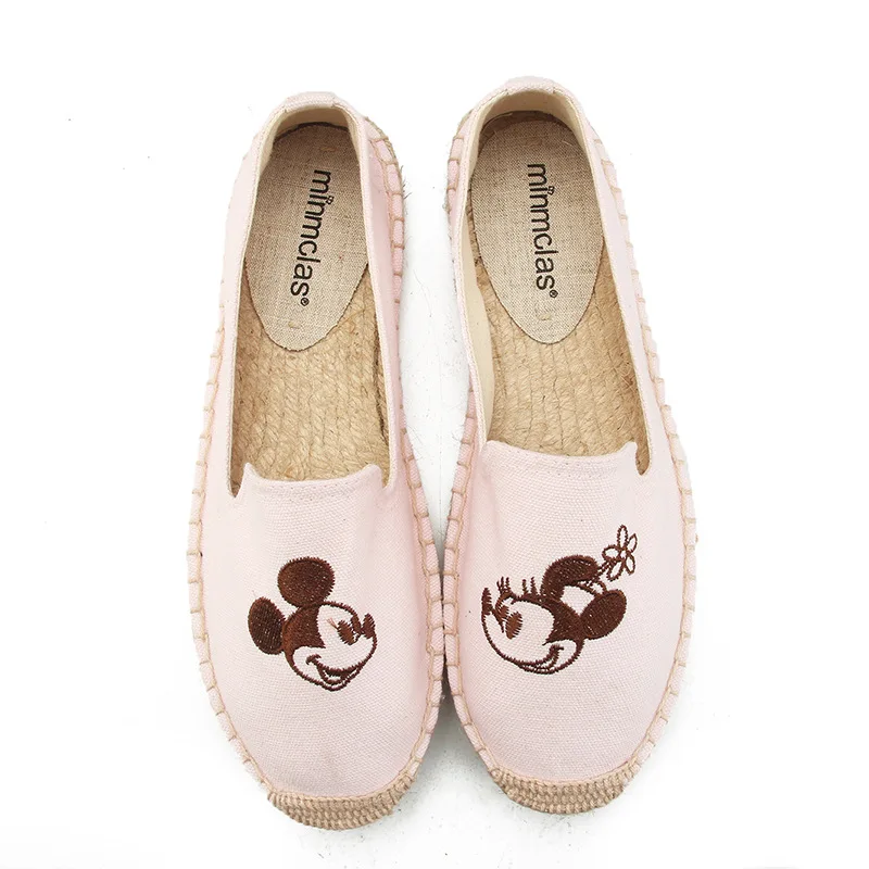 

Disney children's cartoon Mickey Mouse adult female non-slip soft sole casual sports shoes hand-woven embroidered canvas shoes