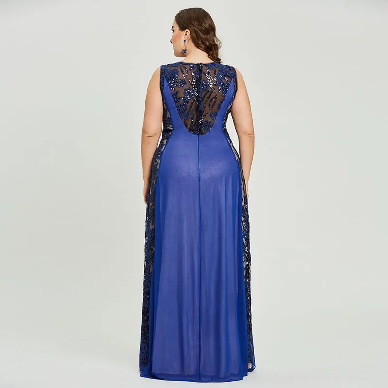 Женское вечернее платье до пола Tanpell темно-синее ТРАПЕЦИЕВИДНОЕ ПЛАТЬЕ С