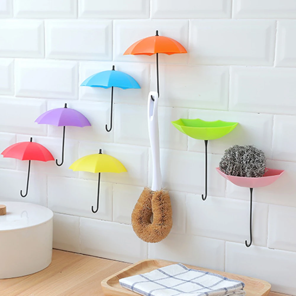 Милый Зонт обычного цвета супер липкий крючок 3 упаковки Бесконтактный дверной