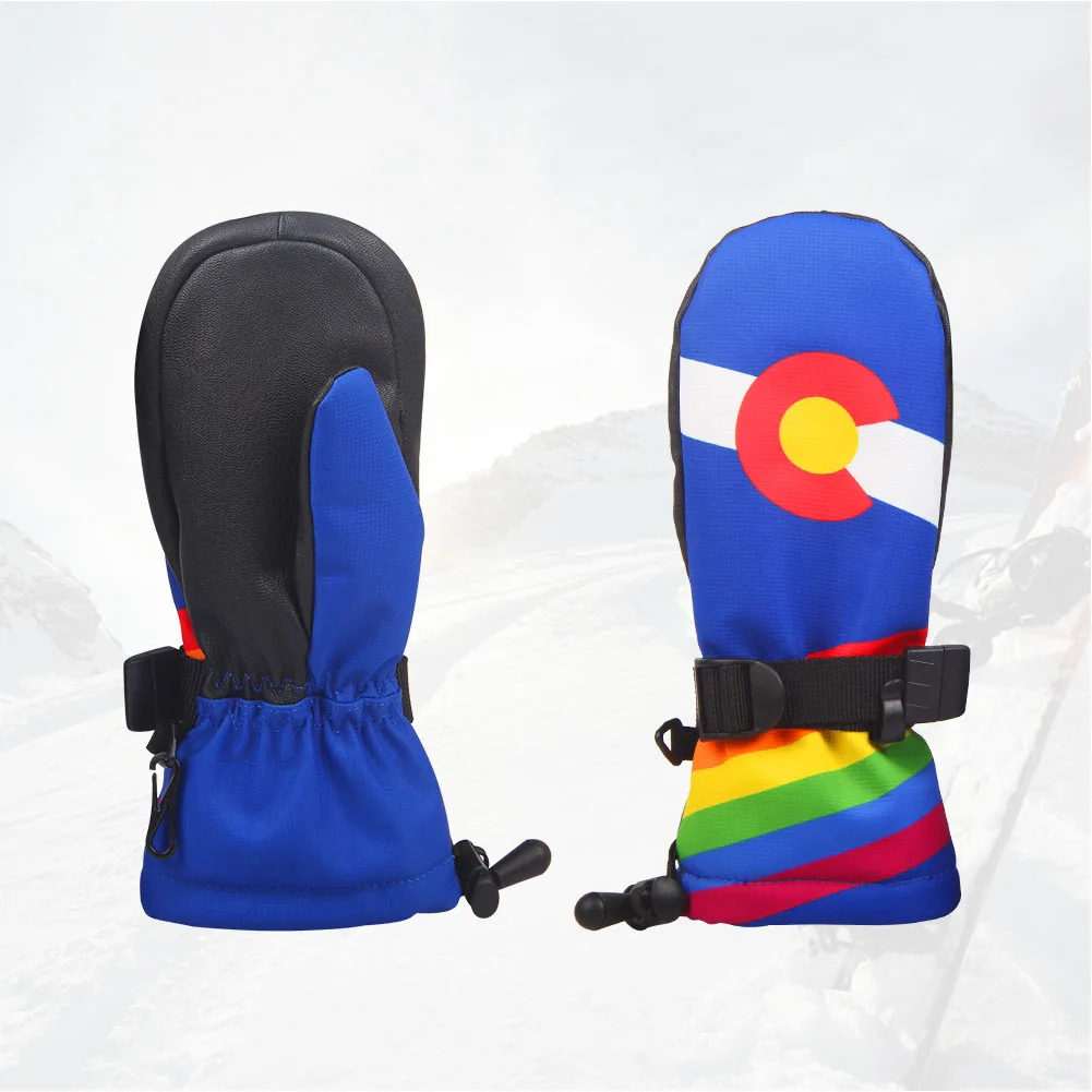 

Insulated Waterproof Windproof Full Finger Winter Snow Snowboard Anti Slip Adjustable Warm Thickened Ski Gloves Outdoor Children