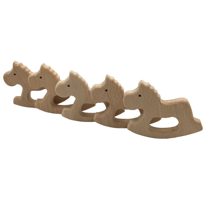 1 шт. DIY Мультяшные животные пони форма детский деревянный Прорезыватель пищевая