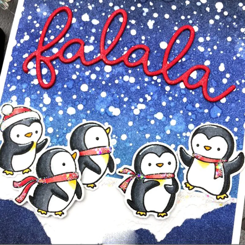Sellos y troqueles de corte para manualidades, troqueles para &aacute;lbum de recortes en relieve, ping&uuml;ino, cervatillo, Navidad, invierno, 2021-4