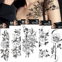 1pc black flower art body waterproof temporary tattoos women cool snake beauty sexy rose flash fake fashion arm sleeve sticker