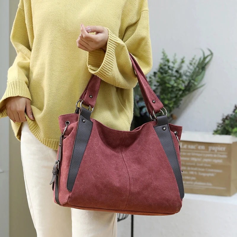 

Fashion Women's Canvas Handbag Casual Designer Shoulder Bags Vintage Women Bags 2021 Lady Messenger Bags Female Tote Bags Purse