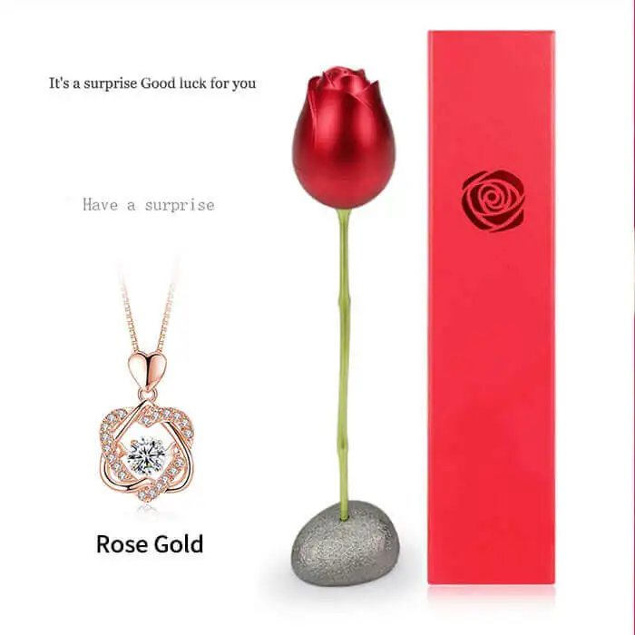 Ожерелье в форме сердца с розовым цветком подарочной коробке | Дом и сад