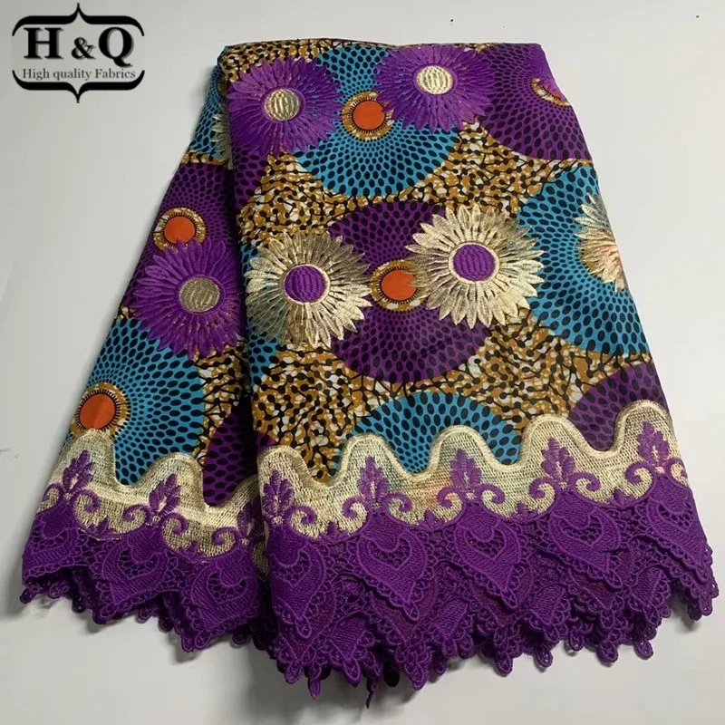 

H&Q latest african batik lace wax fabric 100% cotton embroidery 6 yards/piece nigerian guipure laces water soluble fabrics H1138