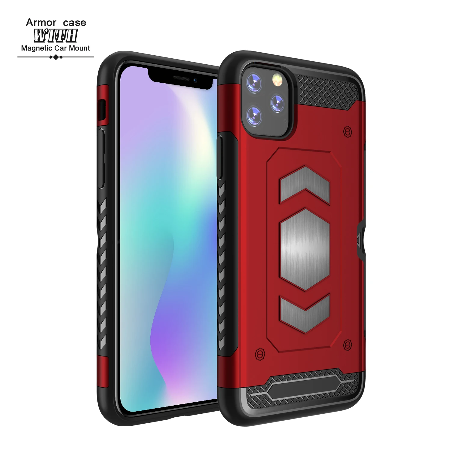 Heavy Duty Car Magnet Armor Case For iPhone 11 pro X Xr Xs Max Shockproof Cover Back Cards Dual Layer | Мобильные телефоны и