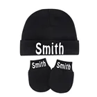 Для детей 0-3 лет, M пользовательское имя подарка на празднование в честь будущего рождения ребенка шапочка для новорожденного ребенка и Анти-Царапины перчатки варежки индивидуальное шапочка для новорожденного ребенка и перчатки