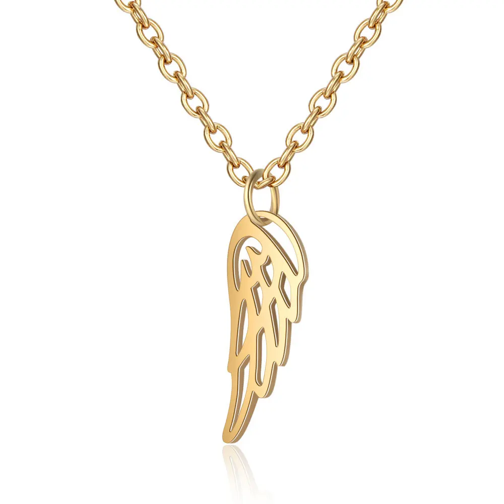 Europe and the United States hot titanium angel wing necklace female free flying fashion stainless steel pendant necklace