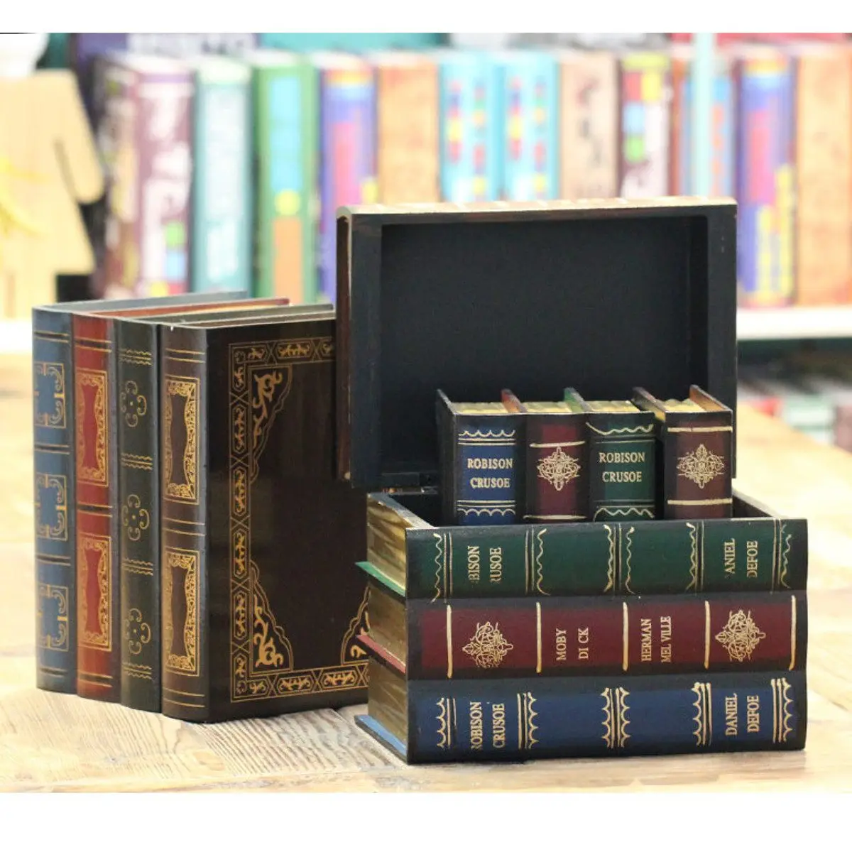Декоративная полка для книг винтажная секретная коробка хранения деревянный