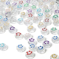 100pcslot 106mm round cube acrylic spacer beads smiley face transparent beads for jewelry making diy charms bracelet necklace