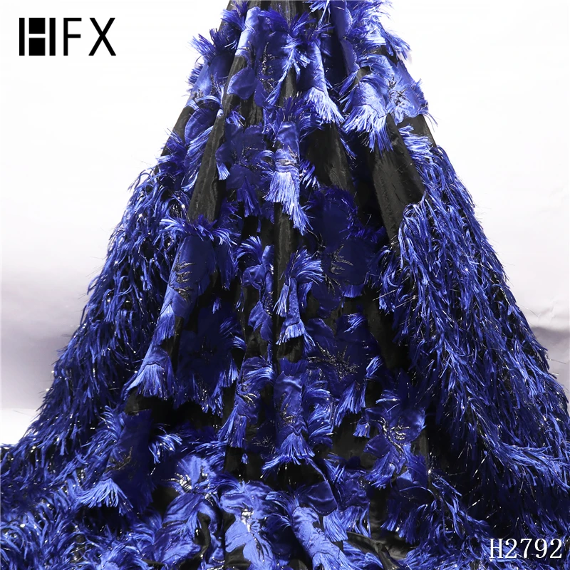 HFX 2019 Diamond elegant 3d flower purple color with feather embroidery African tulle lace fabric Nigeria french H2792 | Дом и сад