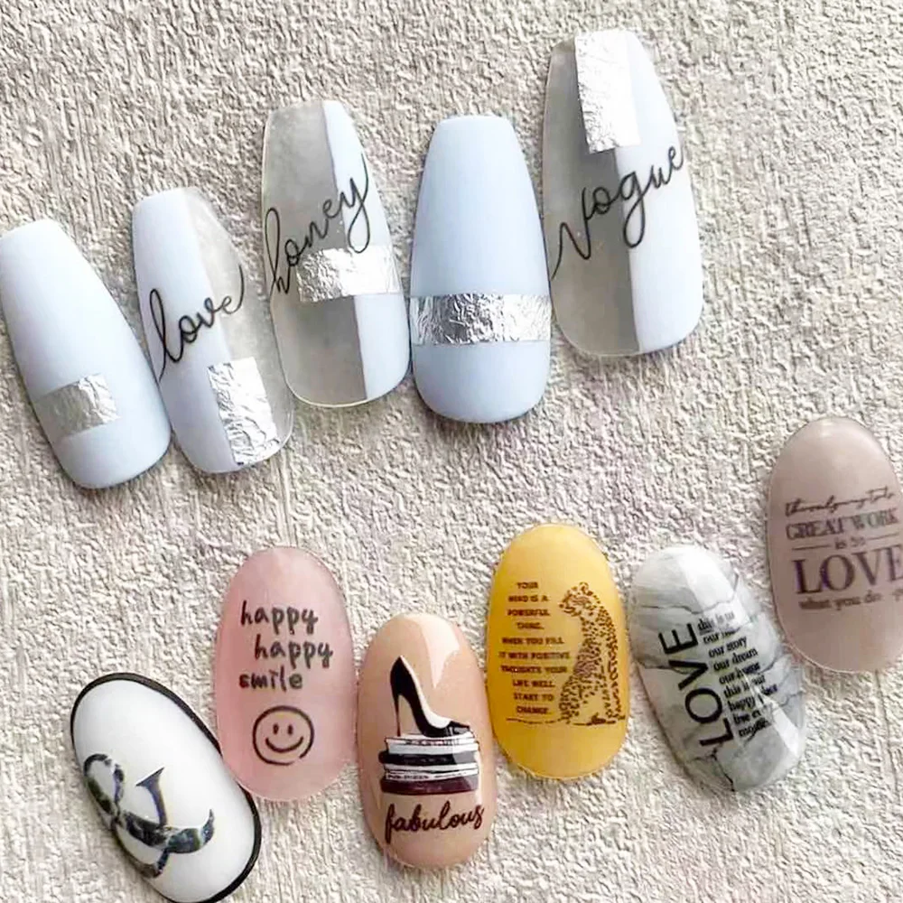 Новинка 2020 Стикеры для ногтей в богемском стиле с красными губами и черными