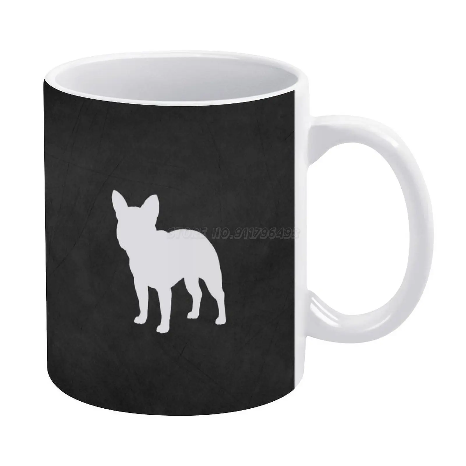 Белая кружка с силуэтом французского бульдога креативный подарок для друзей и