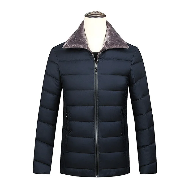 Dark blue Черная меховая парка размера плюс 8XL, мужские пальто, зимняя куртка, Мужская хлопковая куртка на молнии, темно-синяя, красная, с длинным рукавом, повседневная пуховая парка - Цвет: Dark blue