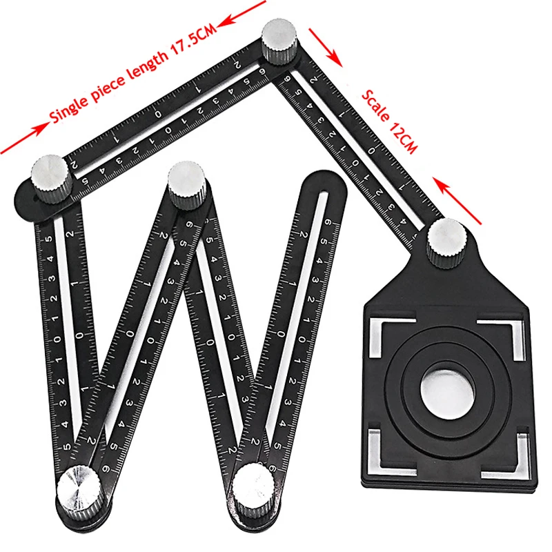 Construction Multi Angle Measuring Ruler Aluminum Folding Positioning Ruler Professional DIY Wood Tile Flooring Tool