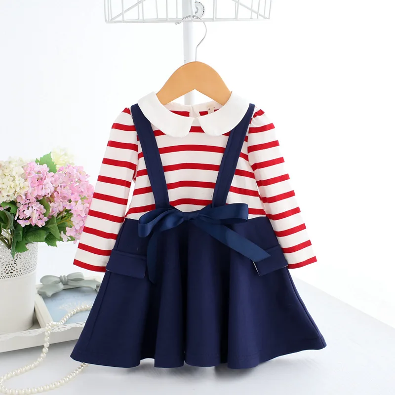 

Idea/Полосатое платье принцессы с рыбками для маленьких девочек цельнокроеные платья для малышей весенняя одежда Одежда для новорожденных д...