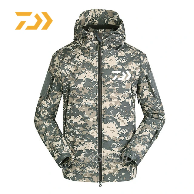 

Daiwa Autumn Winter Men's Plus Velvet Fishing Clothes Outdoor Sport Hooded Long Sleeve Fishing Clothing Camouflage Jackets Tops