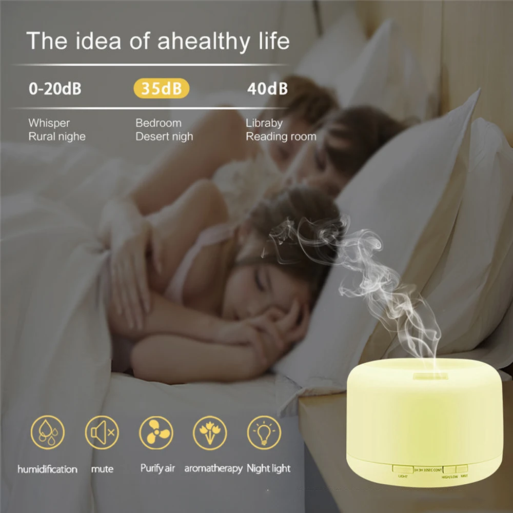 Светодиодный светильник увлажнитель Эфирное масло Арома-диффузор 500 мл