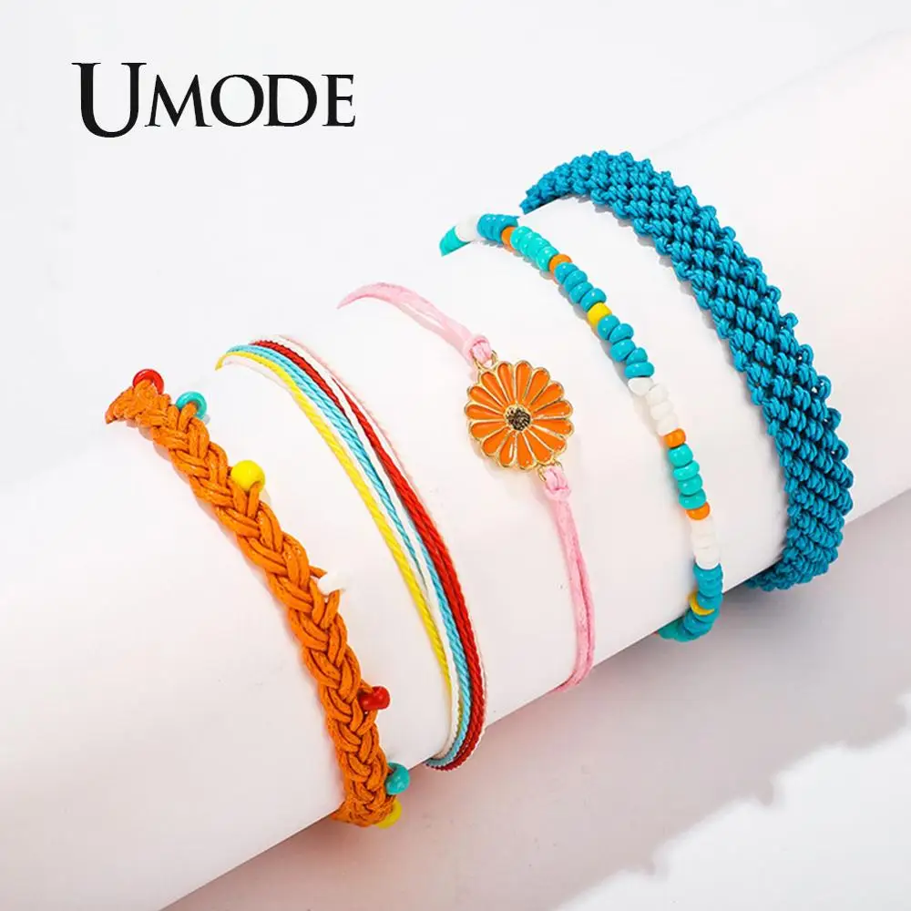 UMODE Vsco, Набор браслетов дружбы для девочек Bts, ручная работа, ромашки, браслеты, Boho Femme, аксессуары, браслеты, PB0497