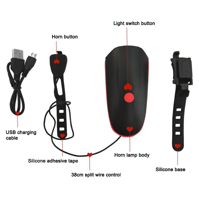 

Bike Light with Loud Bike Horn Rechargeable Bicycle Light Waterproof Cycling Lights Bicycle Light SER88