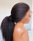 Средняя часть 26 дюймов длинный Yaki курчавые прямые синтетические кружевные передние парики для черных женщин предварительно выщипанные Детские волосы без клея термостойкие