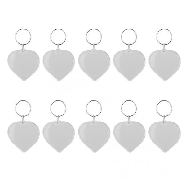 

20pcs Clear Heart Blank Plastic Insert Photo Picture Frame Key Ring Keychain