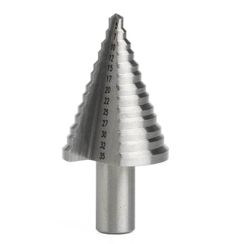 

5-35Mm Hss 4241High Speed Steel Ronde Handvat Rechte Groef Metalen Step Cone Boor Rvs Gatenzaag cutter Hout Power Tool KX4B