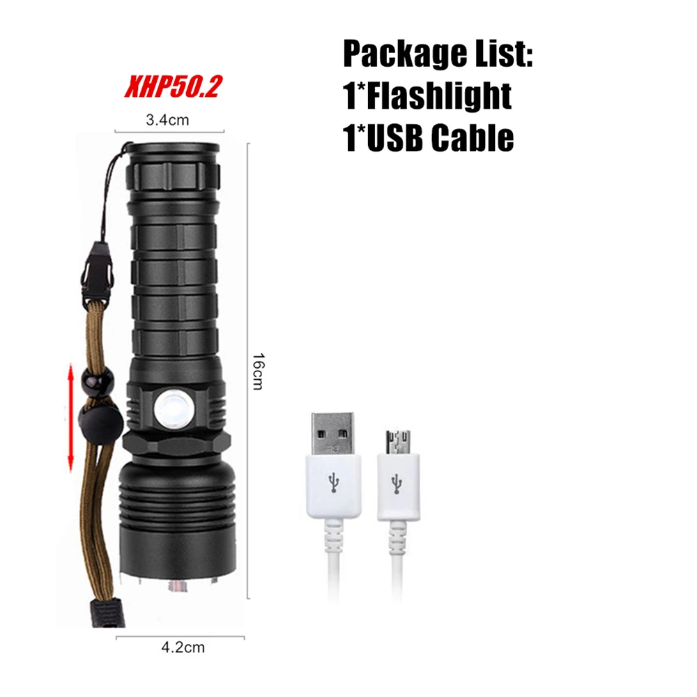 Package A Светодиодный тактический вспышки светильник XHP70.2 XHP50.2 XHP90 USB Перезаряжаемые Водонепроницаемый Охота светильник 18650 26650 масштабирования фонарь - Испускаемый цвет: Package A