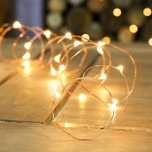 Iluminación al aire libre 2 M 3 M 5 M 10 M LED alimentado por batería de plata cadena de luces de hadas guirnalda de Navidad de vacaciones, fiesta de boda