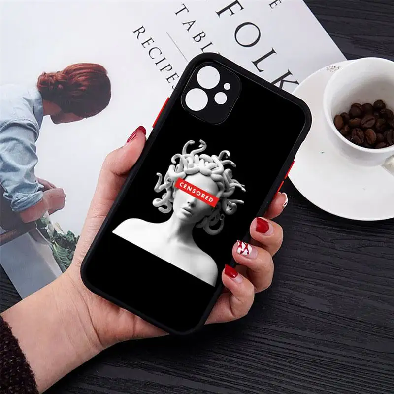 

David Medusa plaster art Phone Cases Transparent Matte for iPhone 7 8 11 12 s mini pro X XS XR MAX Plus cover funda