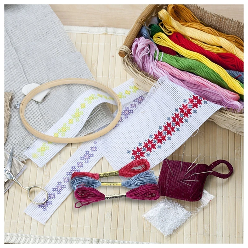 

5 Pieces Embroidery Hoop Set Bamboo Circle Cross Stitch Hoop Ring