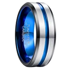 NUNCAD 8 мм ширина вольфрамовое мужское кольцо черное Гальваническое внутреннее кольцо Коническое + синий пазстальное матовое кольцо из вольфрамовой стали