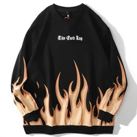 hoodie men harajuku flame pattern hip hop streetwear 2020 autumn new 100 cotton oversize sweatshirt o neck women man hoodies