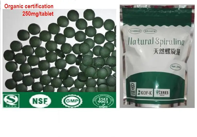250g 8 oz Органические природные Спирулина таблетки 0.25gx1000pills мульти Витамин