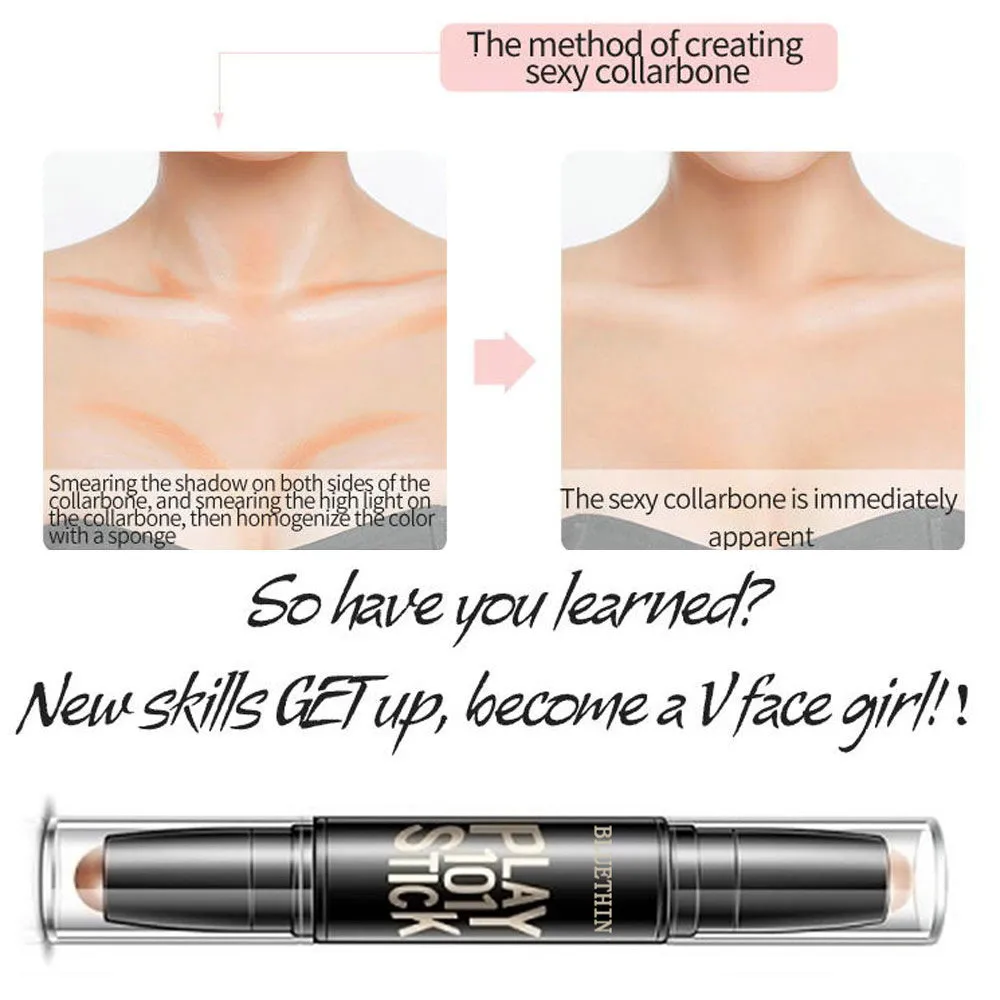 Стойкий Хайлайтер Стик крем водостойкий мерцающий контур двойной 2 в 1 Iluminador Bronzer|