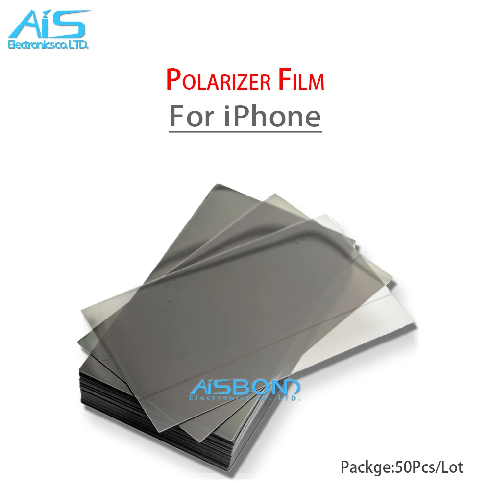 50 unids/lote película polarizador para iPhone 6 6S 7 8 Plus X XS X XR 11 Pro MAX 5S 5G 5C pantalla LCD frontal la polarización de la luz polarizada película