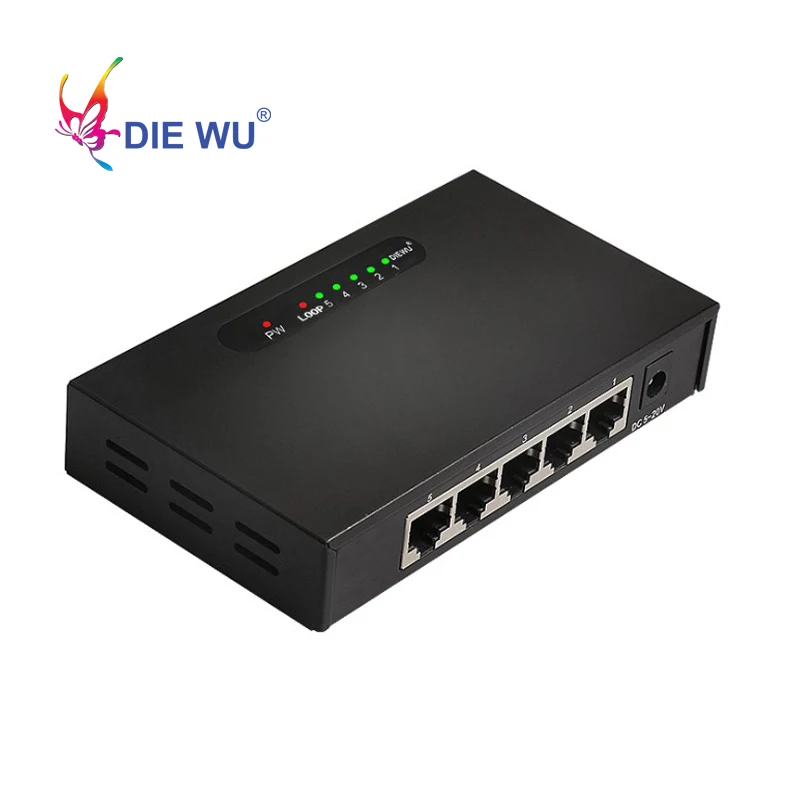 DIEWU 5 портов гигабитный сетевой коммутатор 10/100/1000 Мбит/с для высокоскоростной