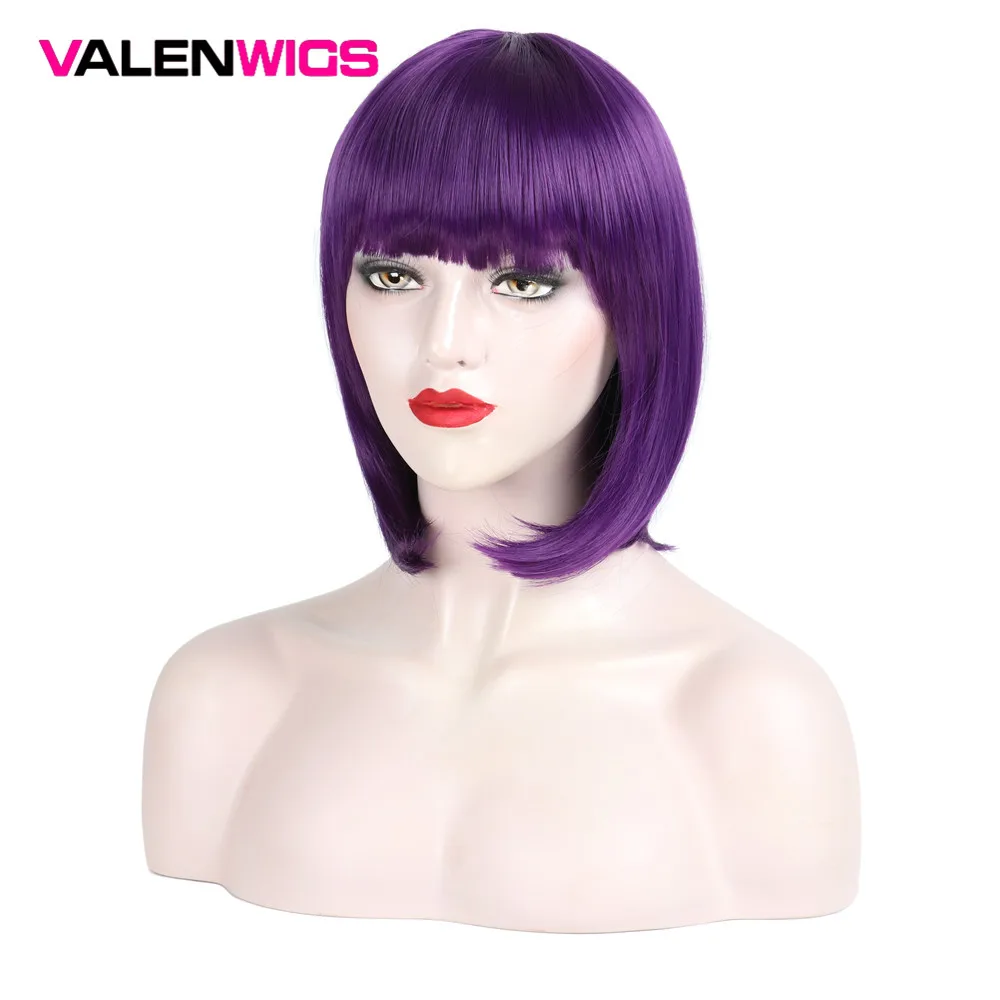Valenwigs короткие прямые волосы в стиле Боба парики с плоской челкой синтетические