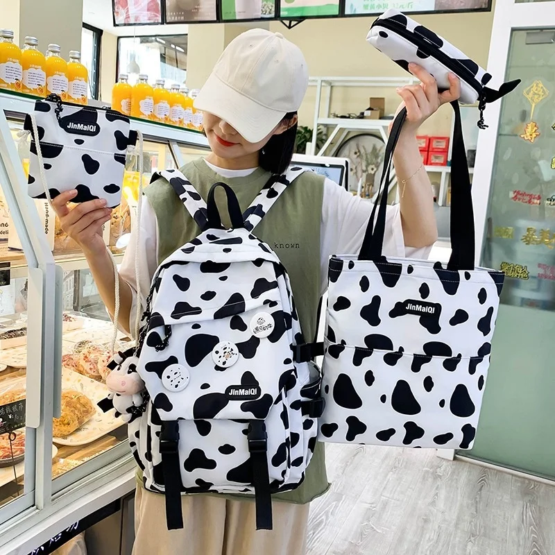 2021 New Schoolbag Women Korean Version Harajuku Ulzzang Large Capacity Backpack Leisure Four Piece Backpack Mochila Feminina