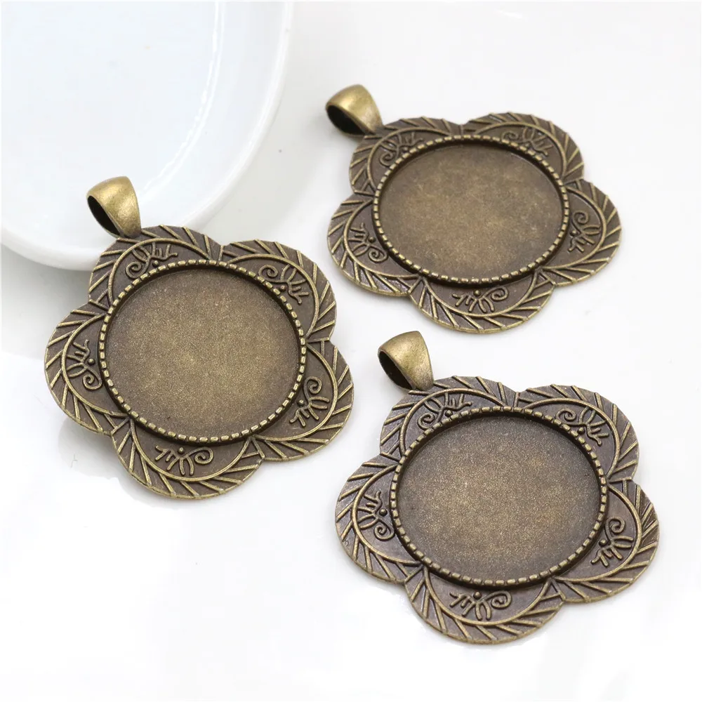 Новая мода 5 шт 25 мм Внутренний размер Античная Посеребренная бронзовые цветы