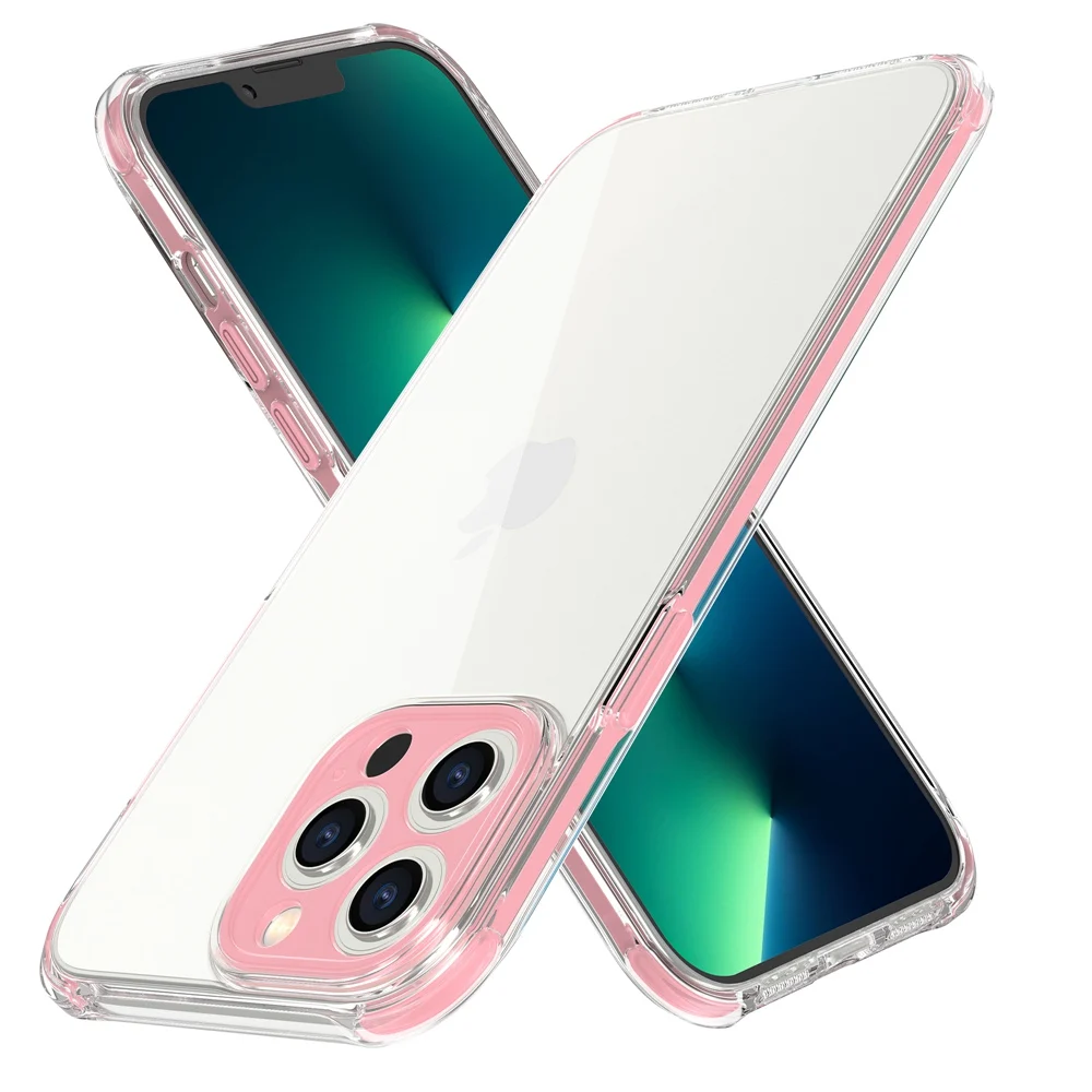 

Removable Camera Protect Circle Clear Case For iPhone 12 13 Pro Max Color Contrast Silicone Bumper Soft Shockproof Phone Cover