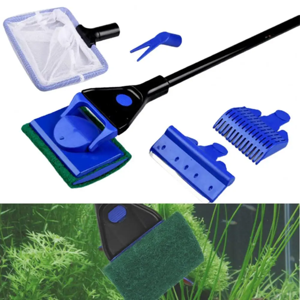 

1Set 5 in 1 Aquarium Cleaning Tools Aquarium Tank Clean Set Fish Net Gravel Rake Algae Scraper Fork Sponge Brush Glass Cleaner