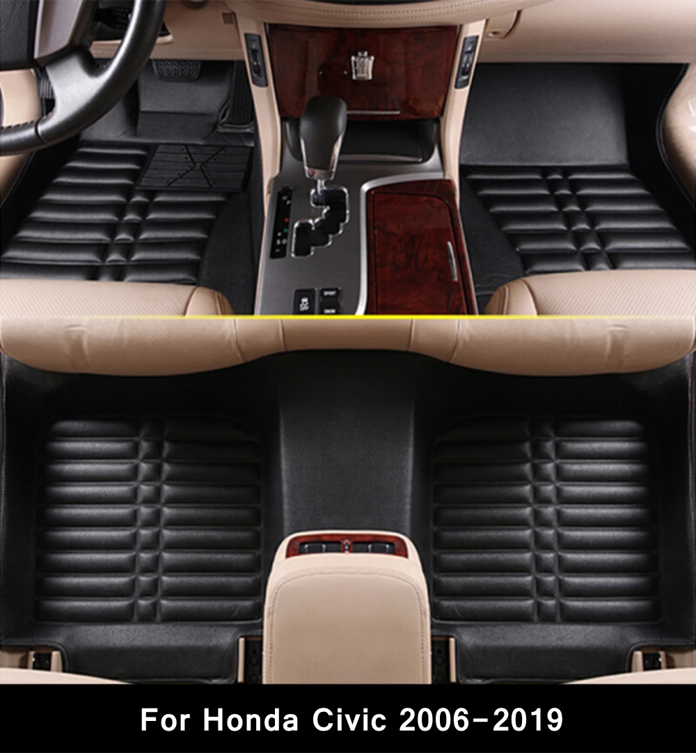3D автомобильный напольный коврик для Honda Civic (2006-2019) 2007-08-09-10-11-2018 изготовленный на