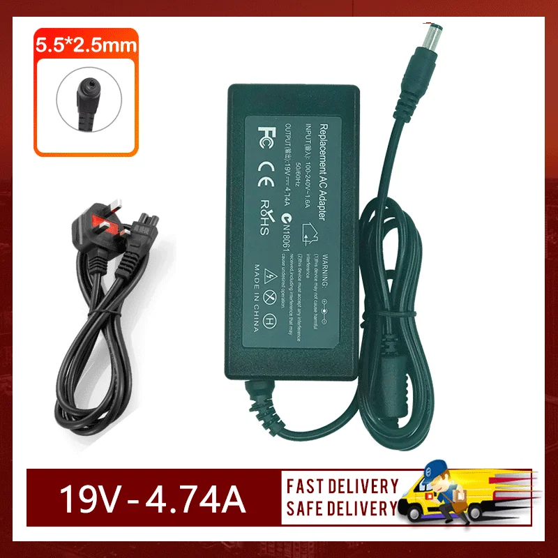 

19V 4.74A 90W 5.5MM*2.5MM AC Adapter Laptop charger For ASUS A46C A8J X53 X550 X43B U1 U3 U35U36 U1 U3 S5 U41 W3 Power Adapter