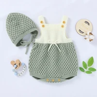 baby bodysuit sleeveless knitted newborn girl jumpsuit top fashion lacing toddler boy clothing hat infant playsuit 0 18m sweater