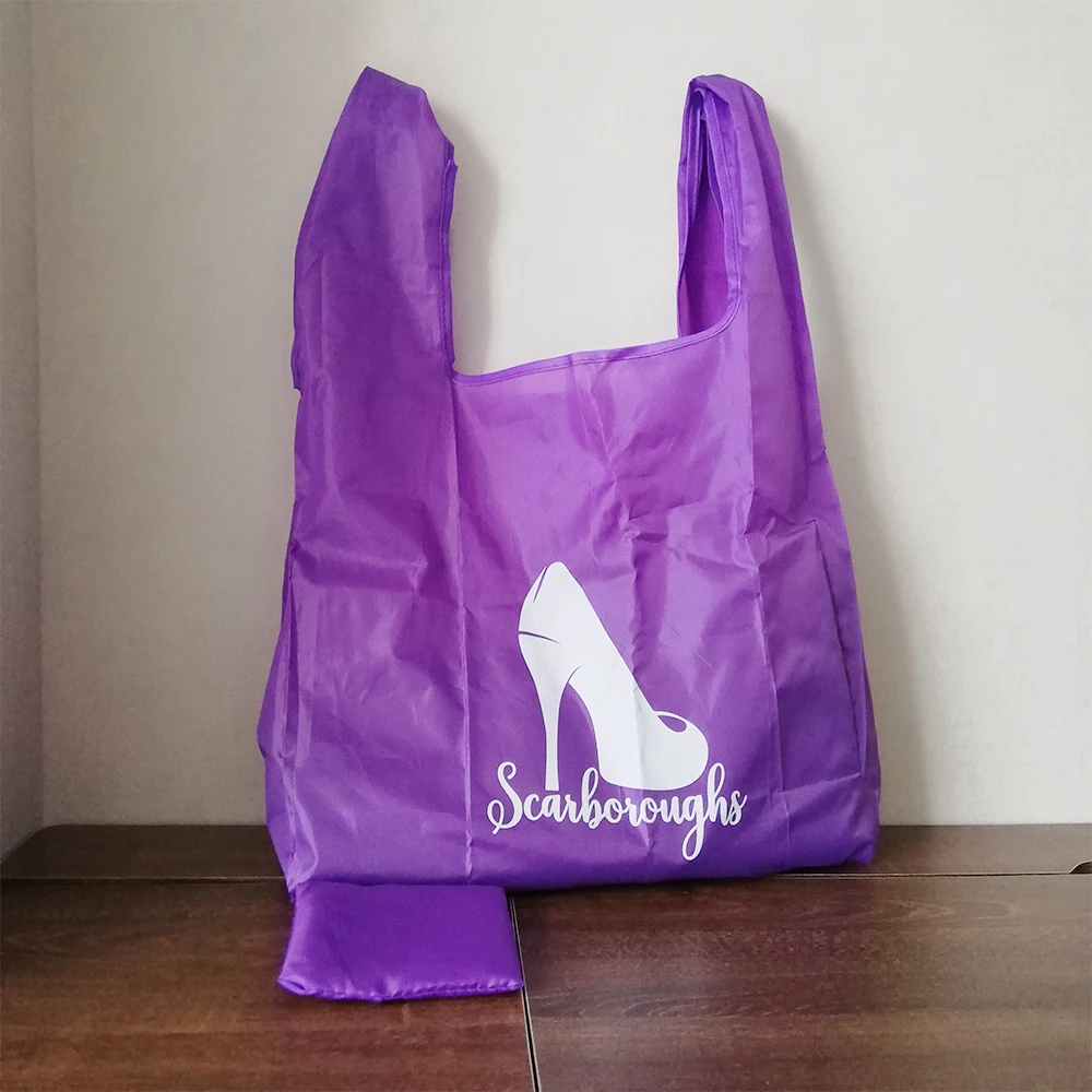 500pcs/lot Promotion Sales Printed Foldable Grocery Bag Reusable Shopping Polyester Large Customized with Logo Easy to Carry | Багаж и